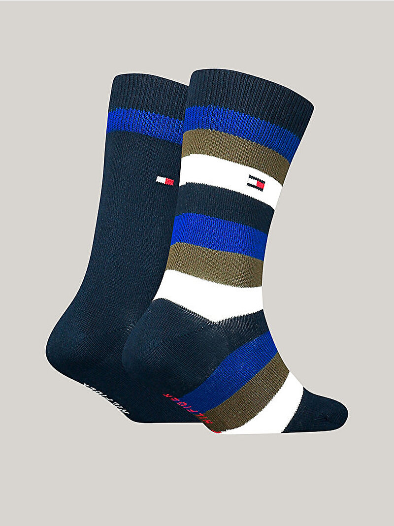Çocuk Unisex 2'Li Basic Çizgili Çorap Çok renkli E5AL000019052