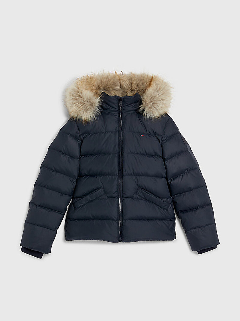 Kız Çocuk Essential Down Kürklü Puffer Mont Lacivert KG0KG07399DW5