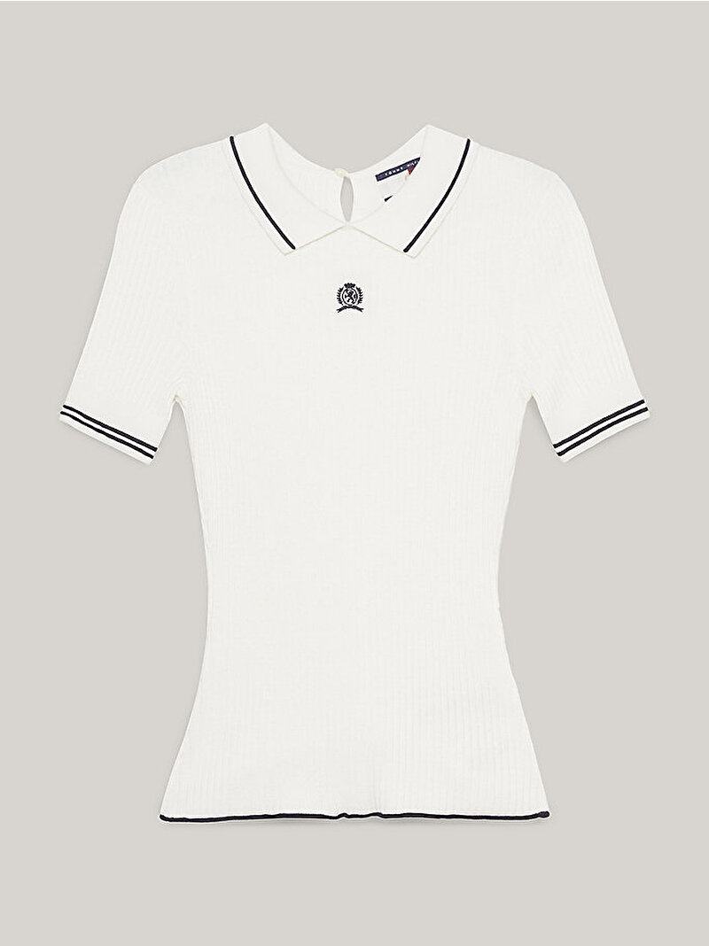 Kadın Thc Cc Ss Rib Polo T-Shirt Beyaz  WW0WW40659YBL