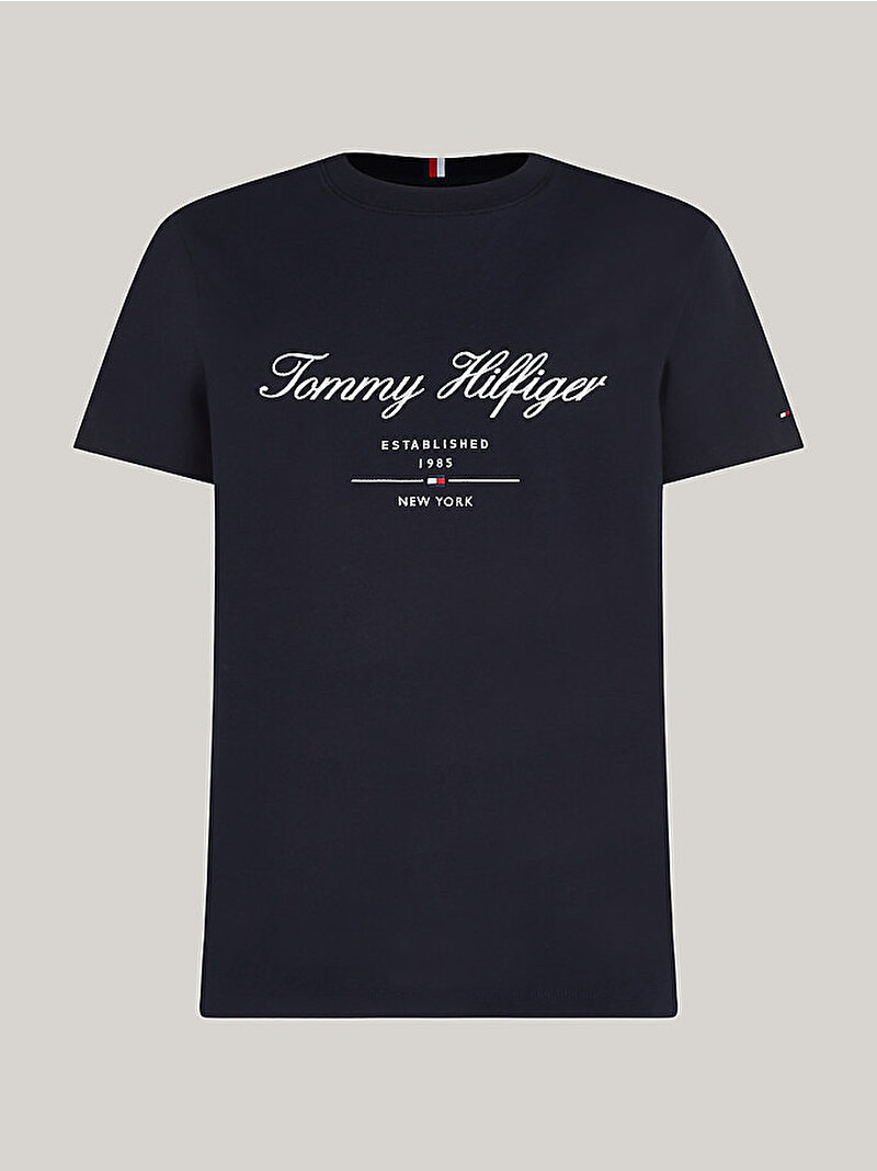 Erkek Script Logo T-Shirt Lacivert MW0MW33691DW5