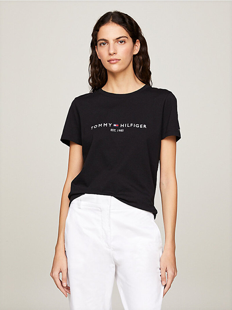 Kadın Heritage Hilfiger T-shirt Siyah WW0WW31999BDS