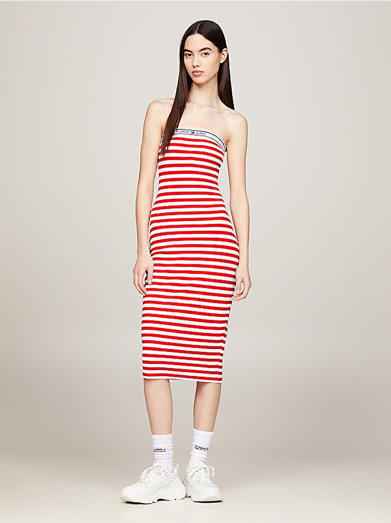 Kadın Tjw Logo Tape Stripe Elbise Kırmızı DW0DW17922XNL