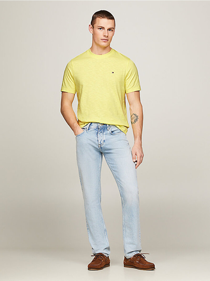 Erkek Slub Cotton T-Shirt Sarı MW0MW34375ZIN