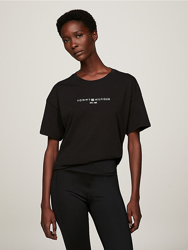 Kadın Sport Essential Mini Corp Relaxed T-Shirt Siyah WW0WW41097BDS