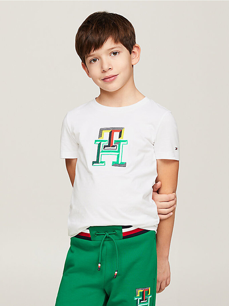 Erkek Çocuk Multicolor Monogram T-Shirt Beyaz  KB0KB08813YBR