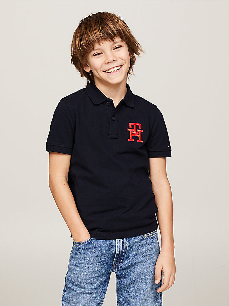 Erkek Çocuk Monogram Polo T-Shirt Lacivert KB0KB08853DW5