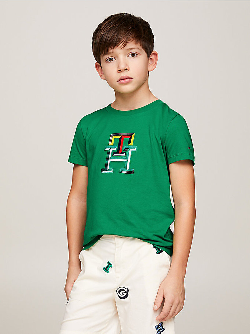 Erkek Çocuk Multicolor Monogram T-Shirt Yeşil KB0KB08813L4B