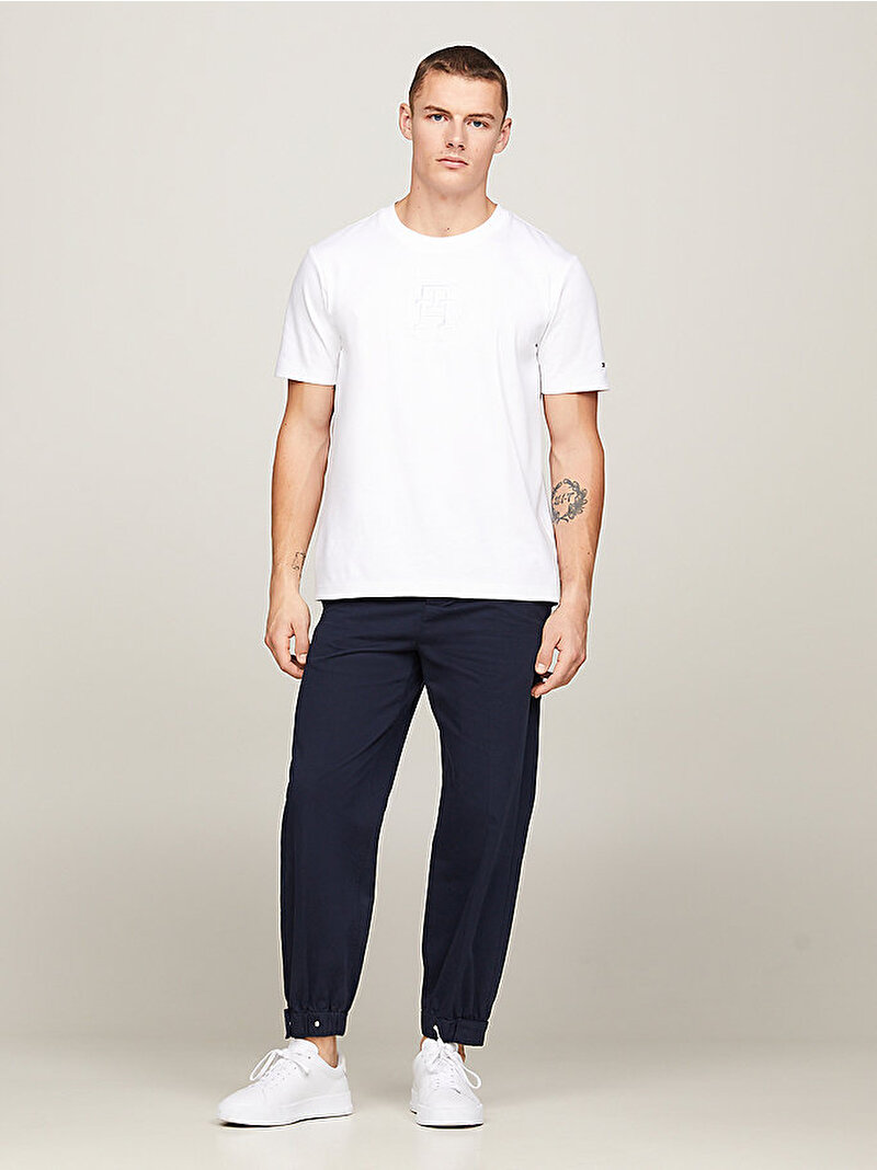 Erkek Tonal Laurel Embro T-Shirt Beyaz  MW0MW34394YBR