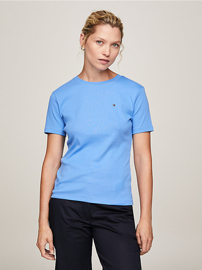 Kadın Slim Cody C-Nk T-Shirt Mavi  WW0WW40587C30