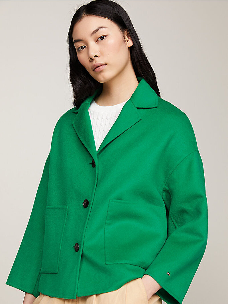 Kadın Light Df Wool Blend Overshirt Ceket Yeşil WW0WW42465L4B