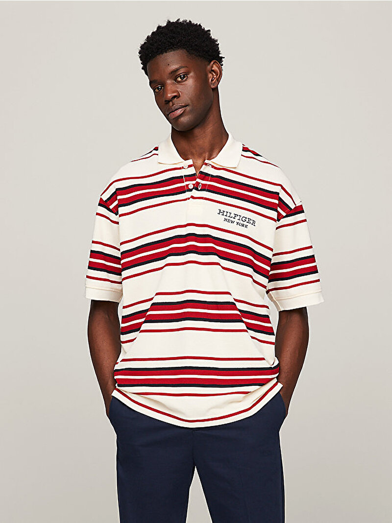 Erkek Stripe Honeycomb Polo T-Shirt Çok renkli MW0MW34732AEF
