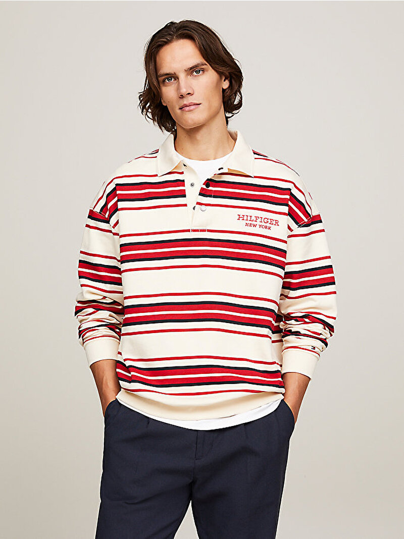 Erkek Monotype Stripe Rugby Polo T-Shirt Çok renkli MW0MW34408AEF