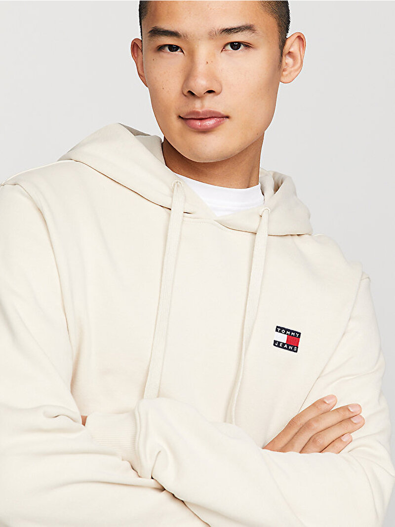 Erkek Tjm Reg Badge Hoodie Bej DM0DM17988ACG