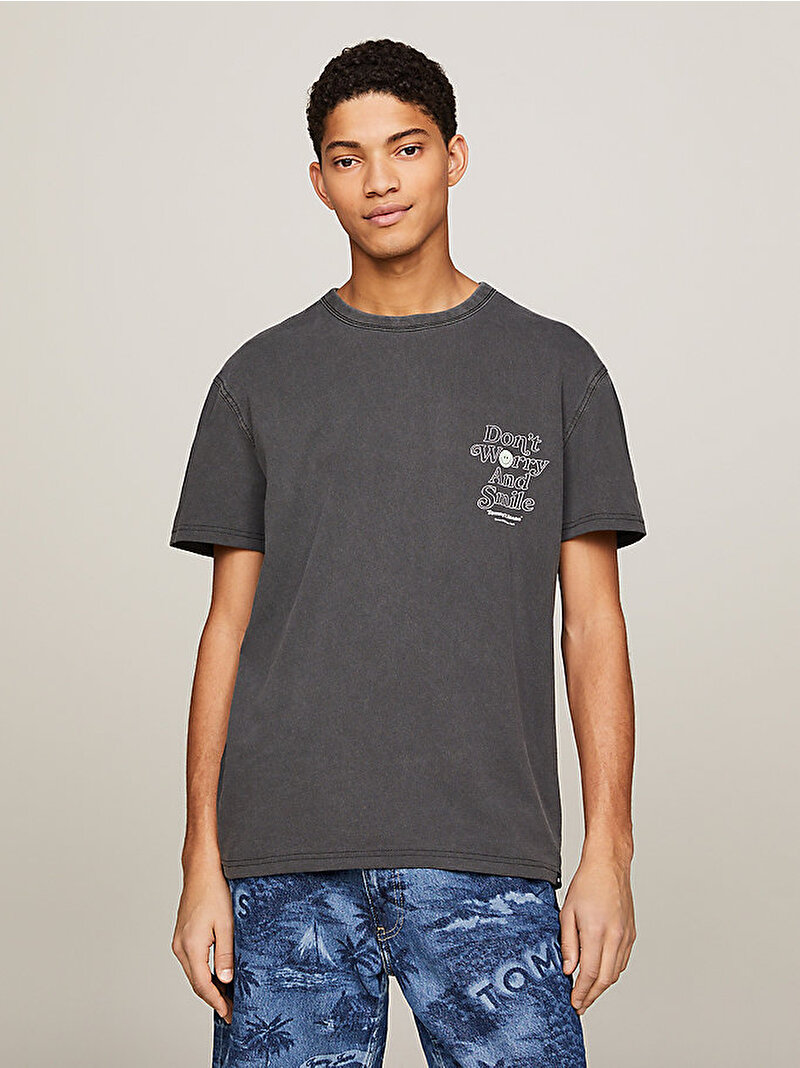 Erkek Tjm Reg Novelty T-Shirt Siyah DM0DM18980BDS