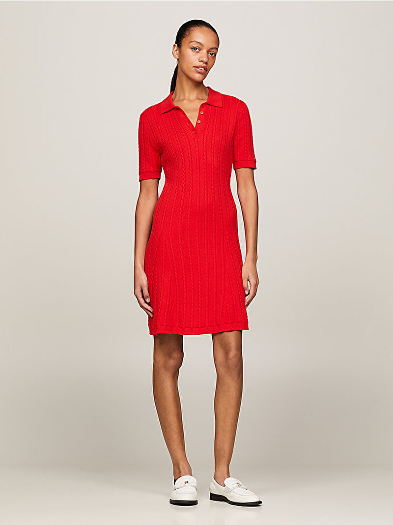 Kadın Cable F&F Polo Elbise Kırmızı WW0WW41748XND