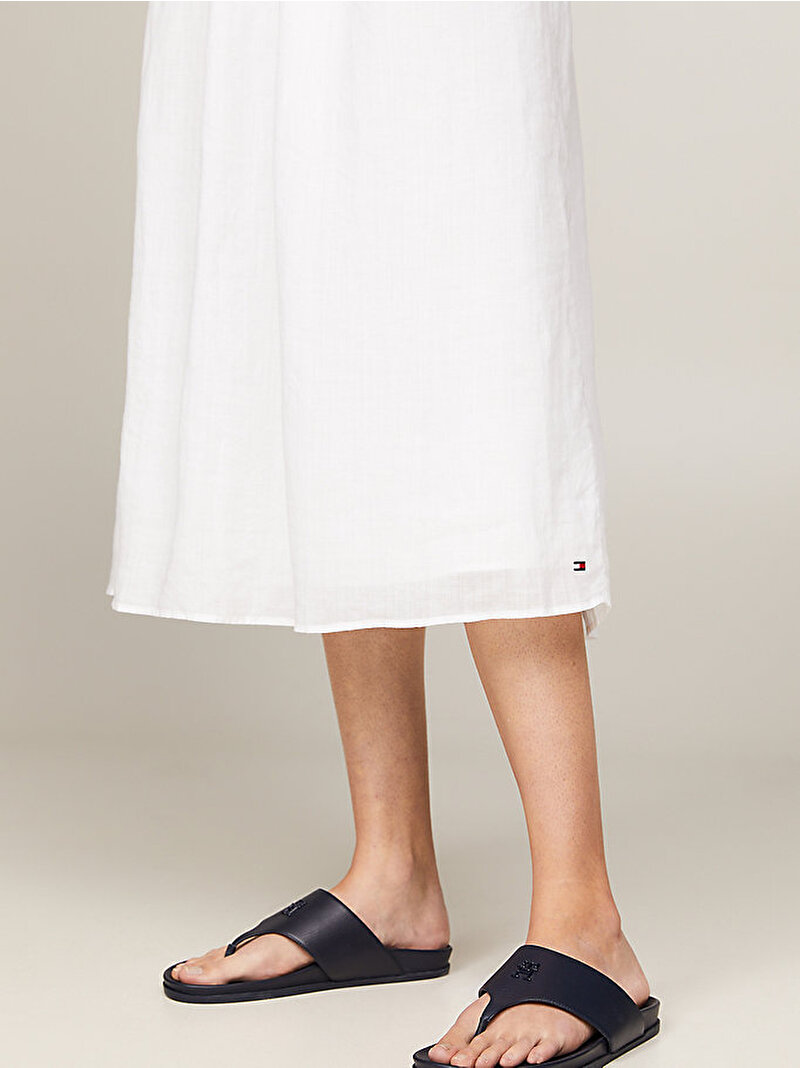 Kadın Linen Midi Slip Elbise Beyaz  WW0WW41877YCF