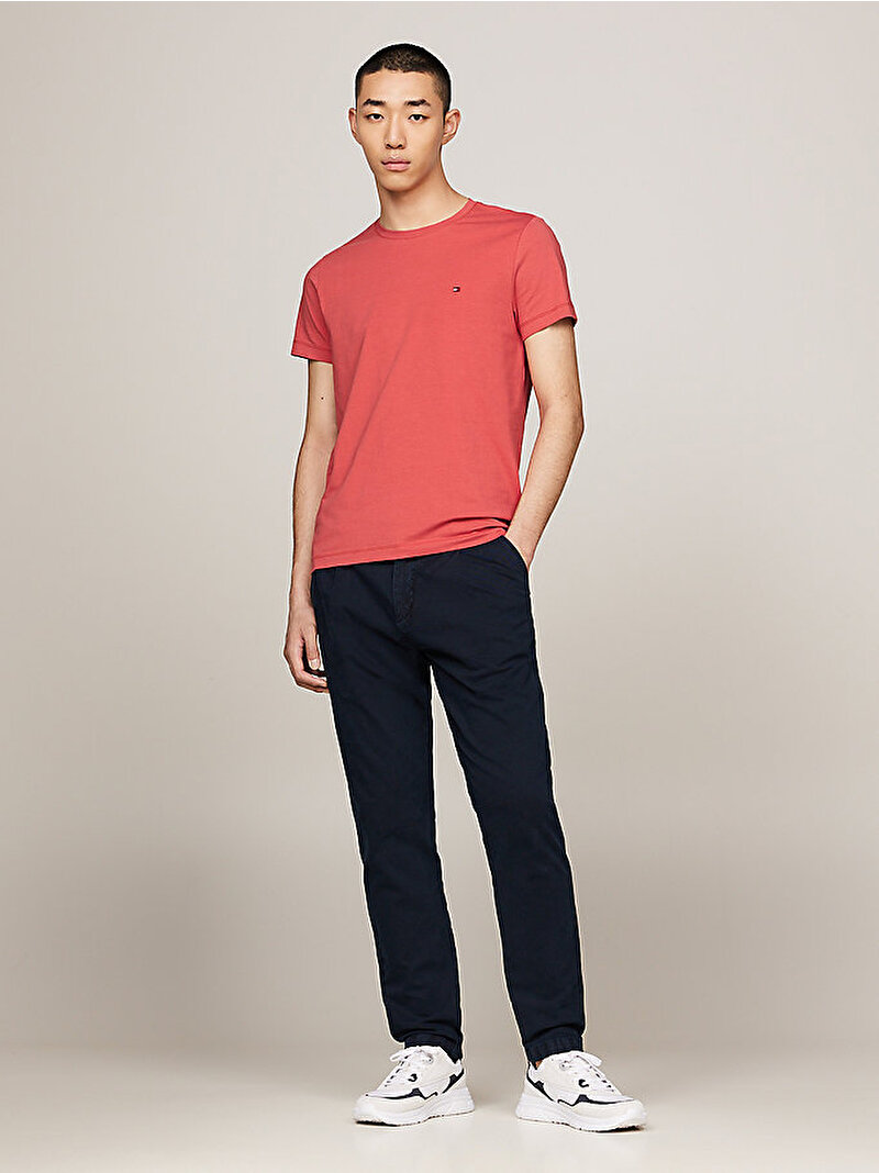 Erkek Stretch Slim Fit T-Shirt Kırmızı MW0MW10800XM0