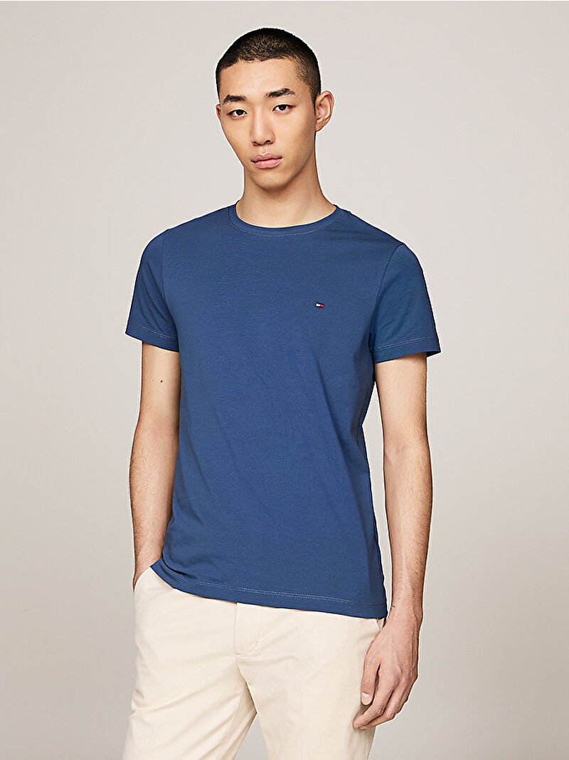 Erkek Stretch Slim Fit T-Shirt Lacivert MW0MW10800DBZ