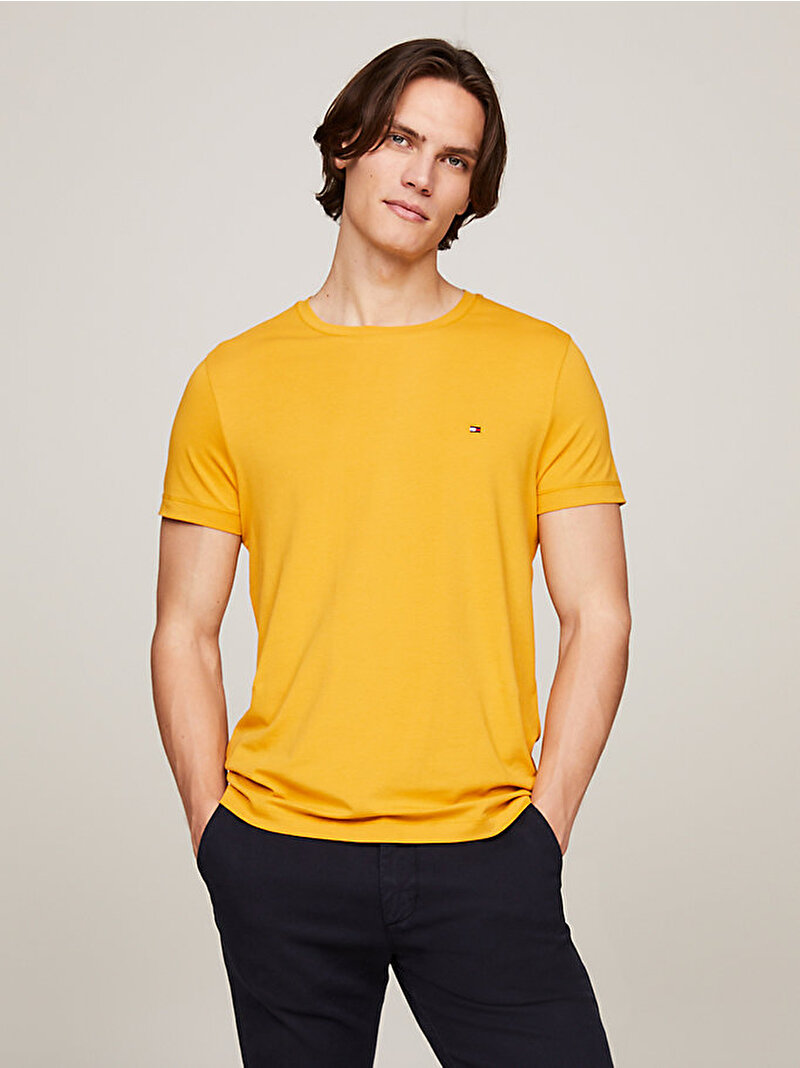 Erkek Stretch Slim Fit T-Shirt Sarı MW0MW10800ZE1