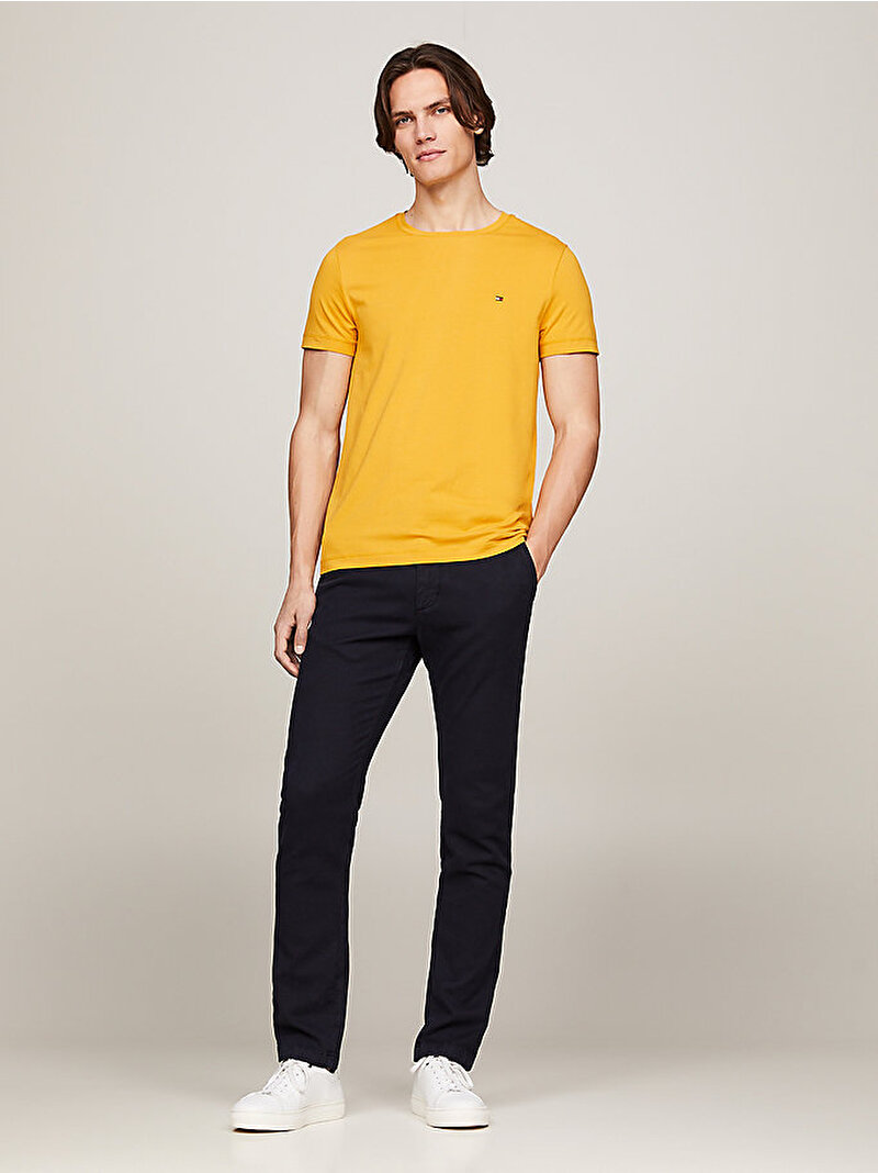 Erkek Stretch Slim Fit T-Shirt Sarı MW0MW10800ZE1