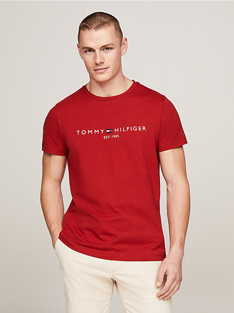 Erkek Tommy Logo T-Shirt Kırmızı MW0MW11797XNN