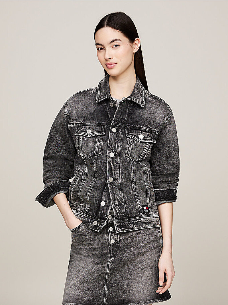 Kadın Mom Denim Ceket Siyah DW0DW182431BZ