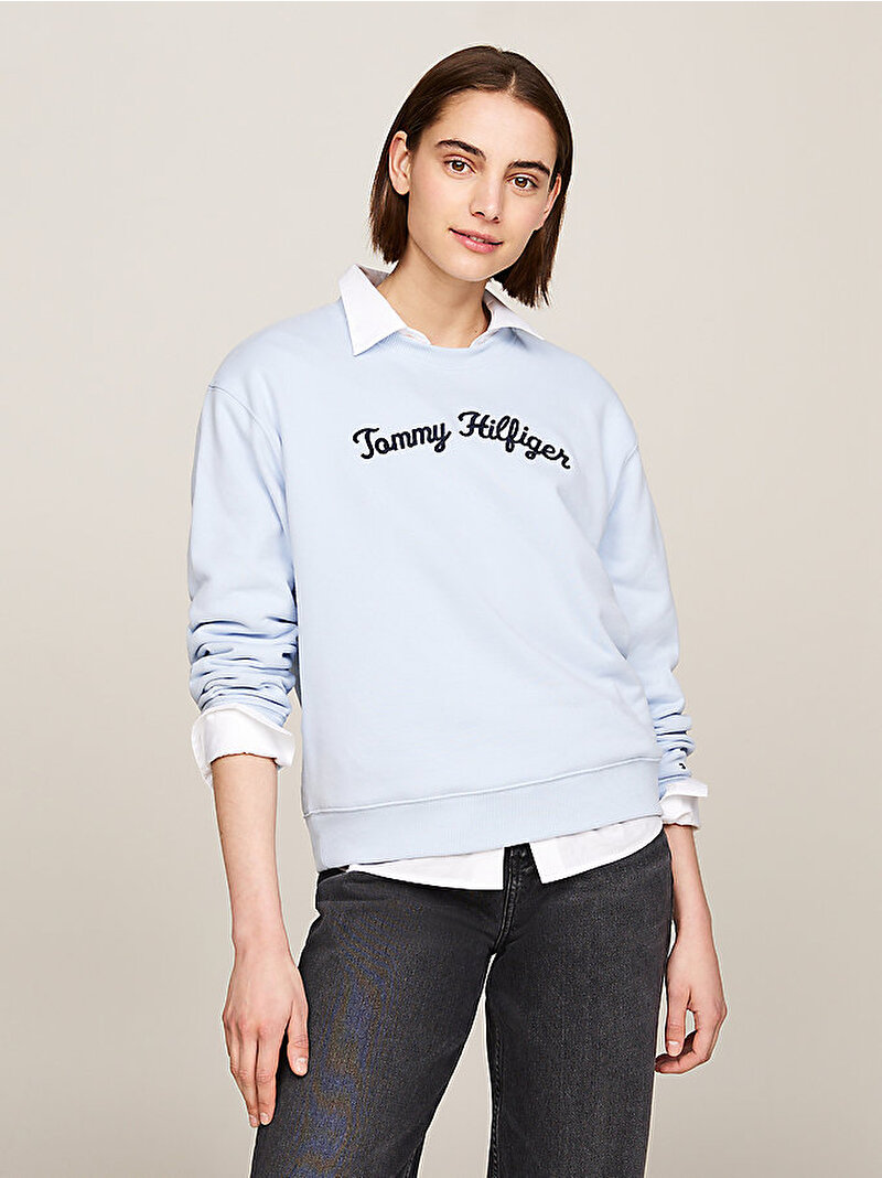 Kadın Mdrn Reg Script Sweatshirt Mavi  WW0WW42615C1O