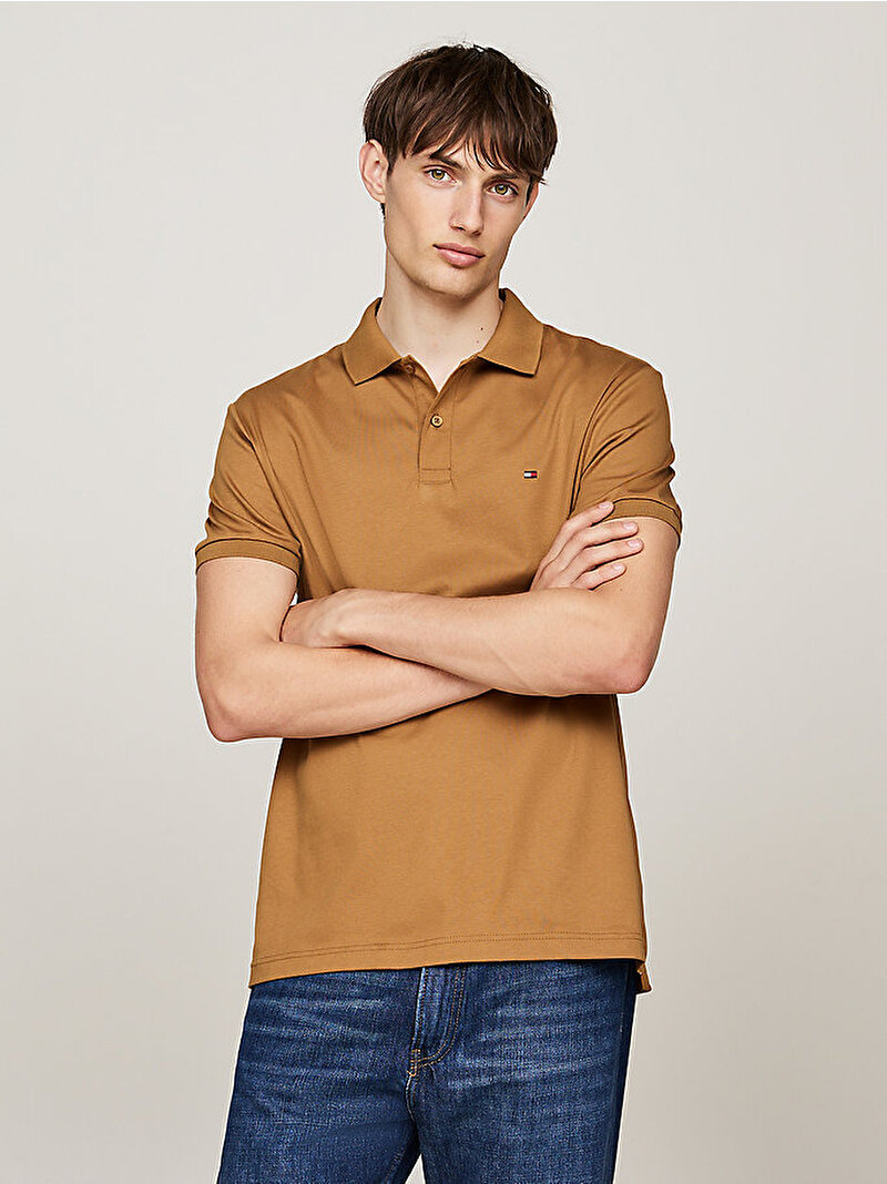 Erkek Liquid Cotton Essential Polo T-Shirt Kahverengi MW0MW35585HJW