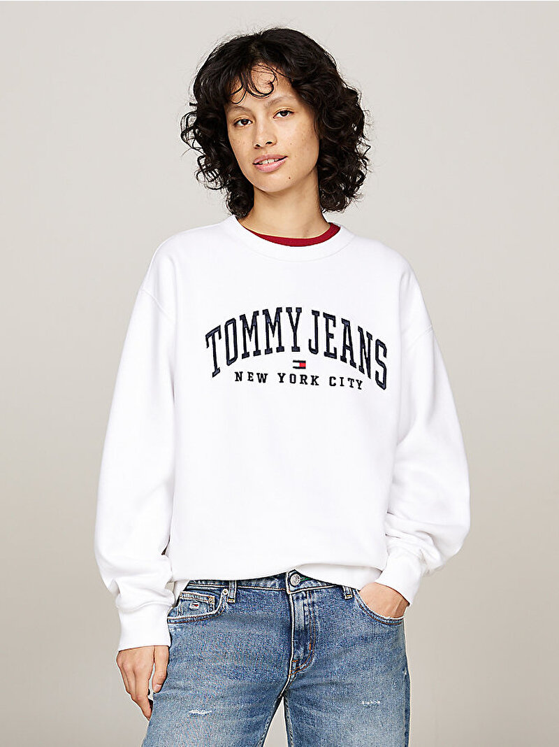 Kadın Tjw Rlx Varsity Crew Sweatshirt Beyaz  DW0DW19824YBR