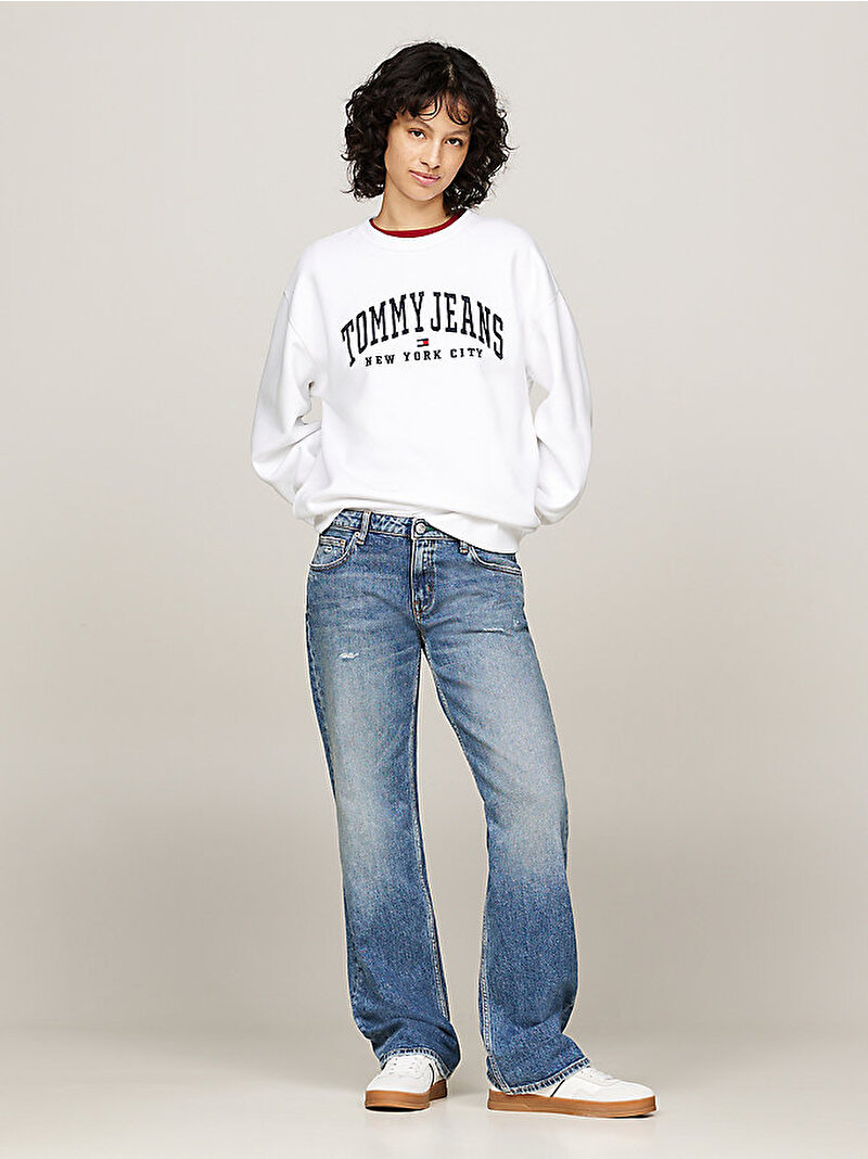 Kadın Tjw Rlx Varsity Crew Sweatshirt Beyaz  DW0DW19824YBR