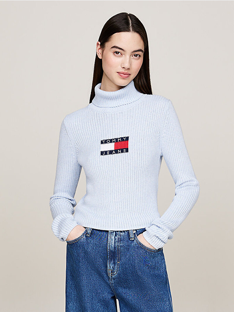 Kadın Tjw Melange Turtleneck Kazak Mavi  DW0DW18678DSC