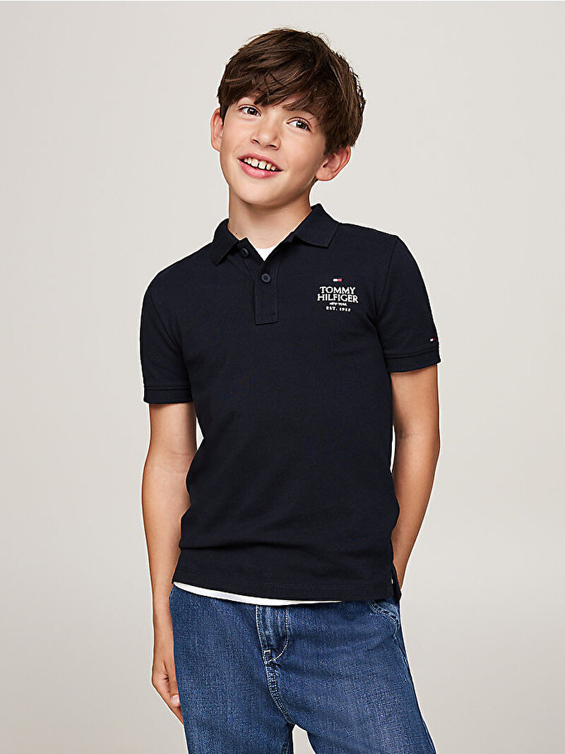 Erkek Çocuk Th Logo Regular Polo T-Shirt Lacivert KB0KB09272DW5