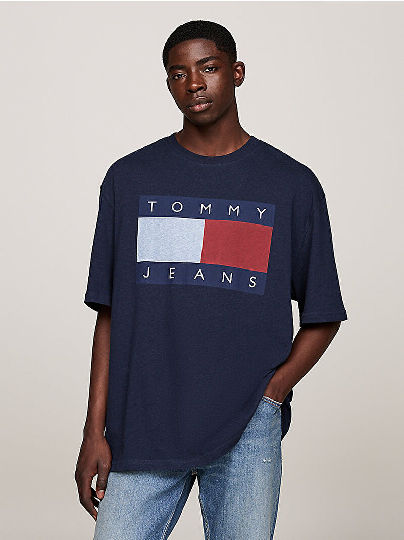 Erkek Tjm Ovz Melange Flag T-Shirt Lacivert DM0DM19693C1G