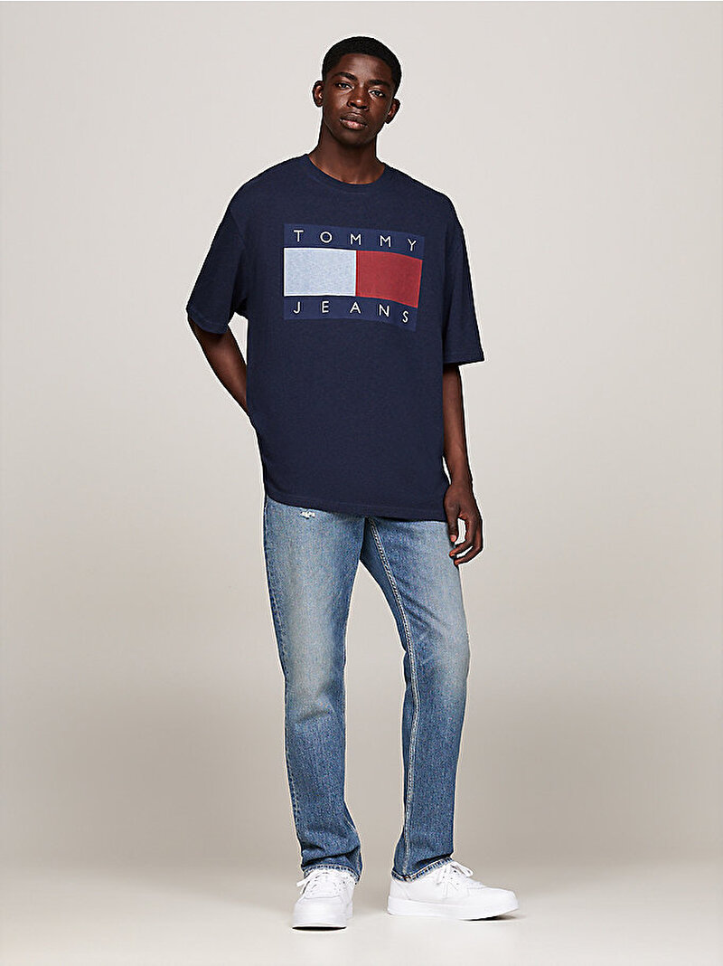 Erkek Tjm Ovz Melange Flag T-Shirt Lacivert DM0DM19693C1G