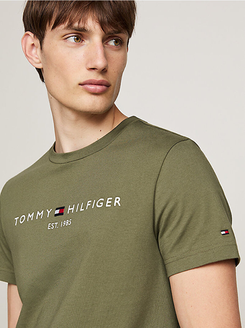 Erkek Tommy Logo T-Shirt Yeşil MW0MW11797PLI