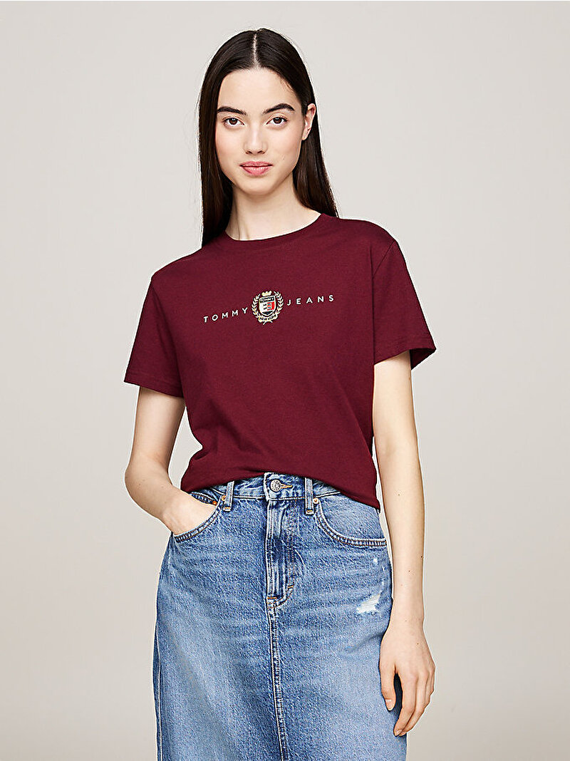 Kadın Tjw Reg Crest Linear T-Shirt Kırmızı DW0DW18795VLP