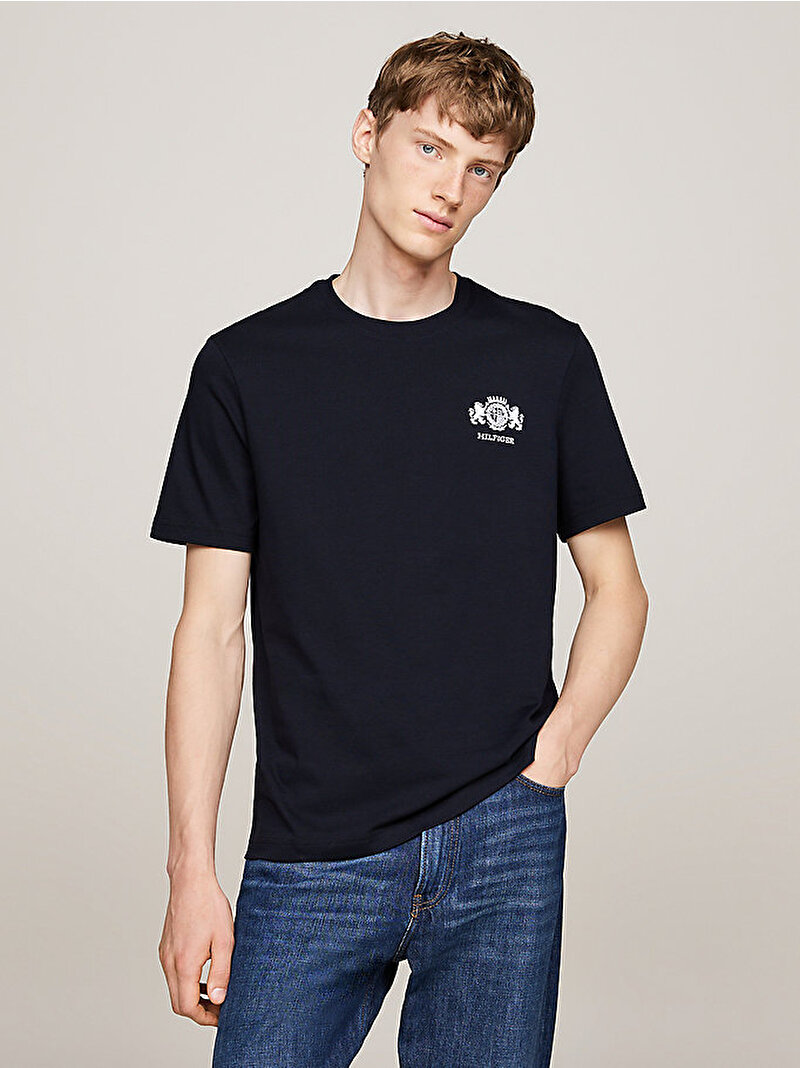 Erkek Small Crest Embro T-Shirt Lacivert MW0MW37284DW5