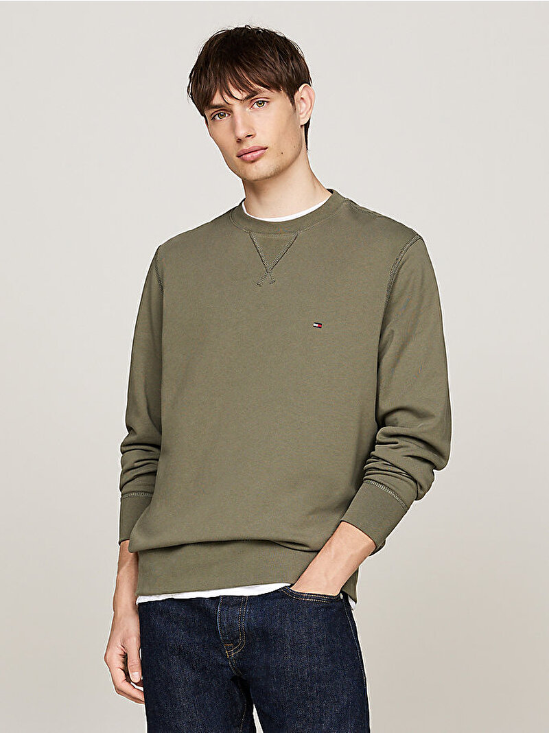 Erkek Essential Terry Crew Sweatshirt Yeşil MW0MW37237PLI