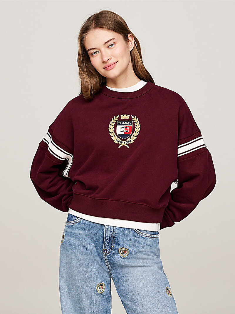 Kadın Tjw Nw Bxy Crest Sweatshirt Kırmızı DW0DW18772VLP