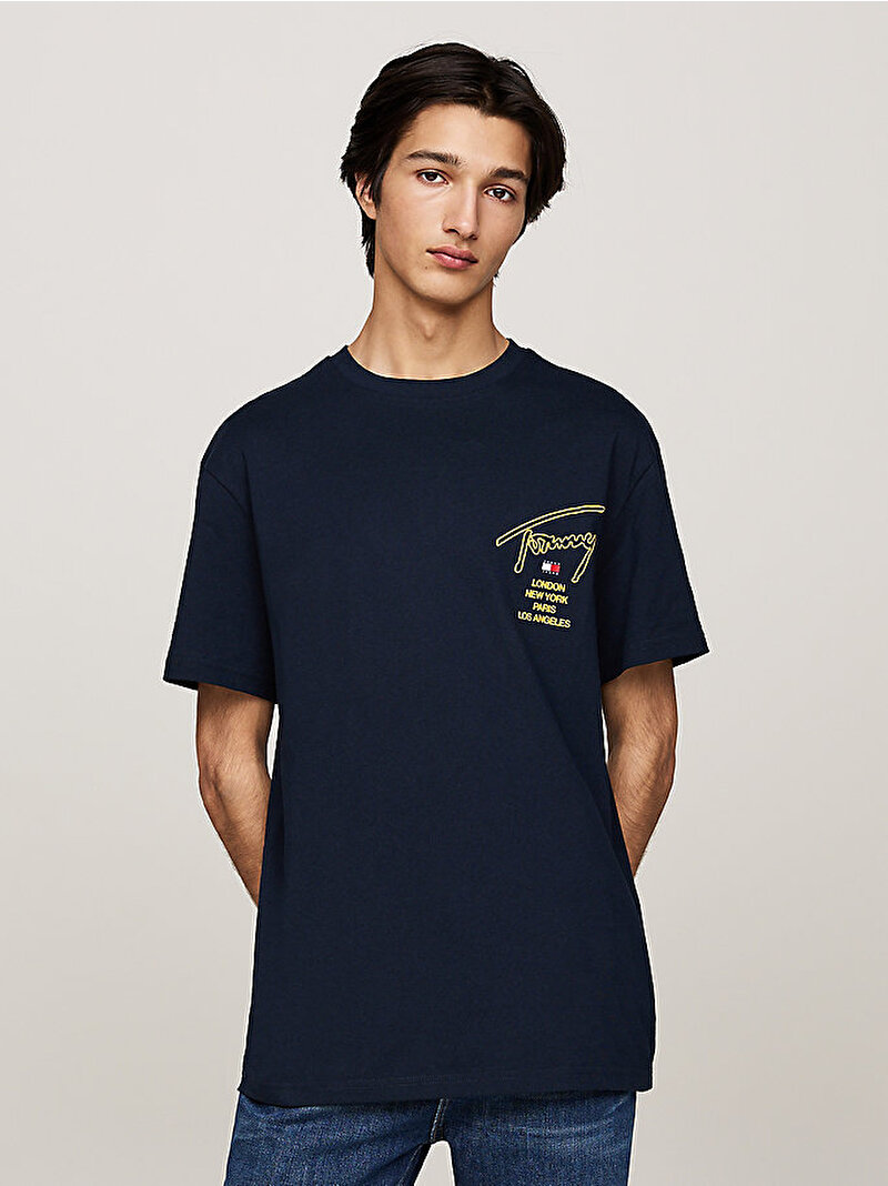 Erkek Tjm Reg Sig  City T-Shirt Lacivert DM0DM19698C1G