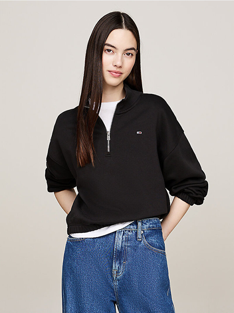 Kadın Tjw Crop Sweatshirt Siyah DW0DW18775BDS