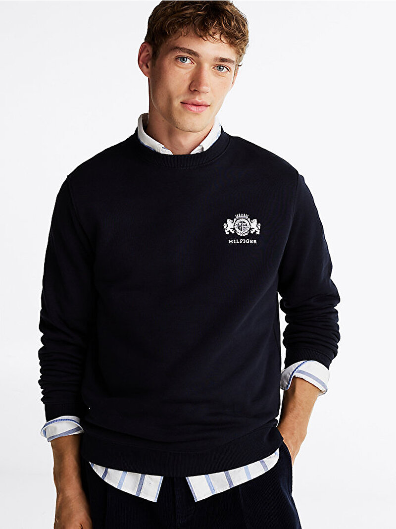 Erkek Small Crest Emrbo Sweatshirt Lacivert MW0MW35528DW5