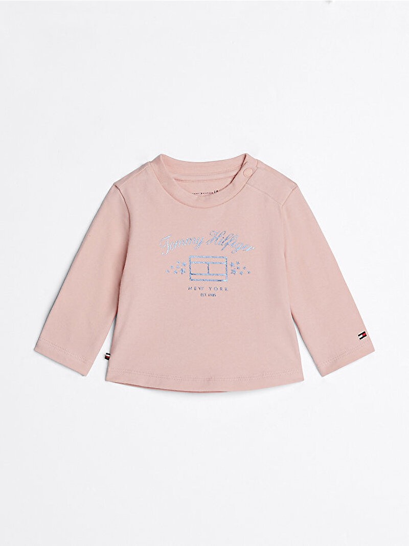 Bebek Tommy Girl Print T-Shirt Pembe  KN0KN01917TJX