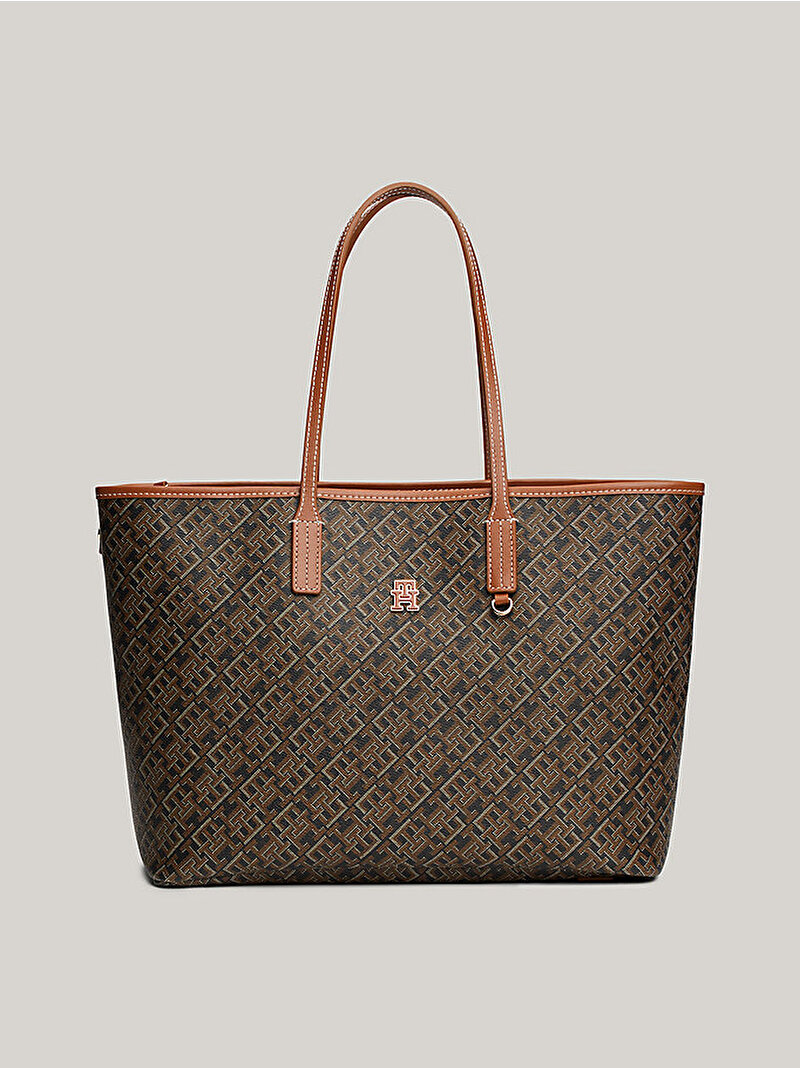 Kadın Th Monoplay Leather Tote Çanta Kahverengi AW0AW164410GJ