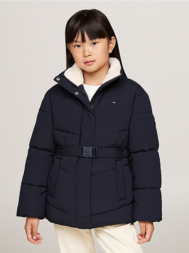 Kız Çocuk Teddy Collar Mid Puffer Mont Lacivert KG0KG08168DW5