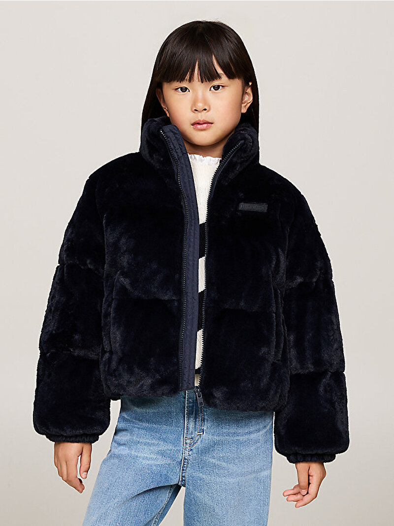 Kız Çocuk New York Fur Puffer Mont Lacivert KG0KG08369DW5