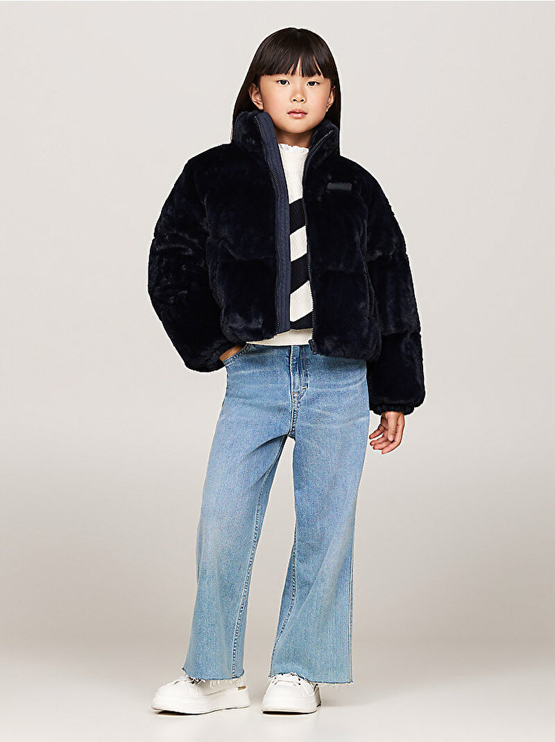 Kız Çocuk New York Fur Puffer Mont Lacivert KG0KG08369DW5