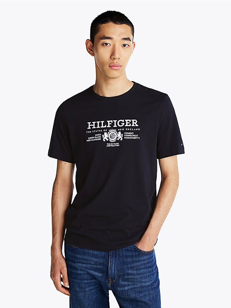 Erkek Hilfiger Crest T-Shirt Lacivert MW0MW36511DW5