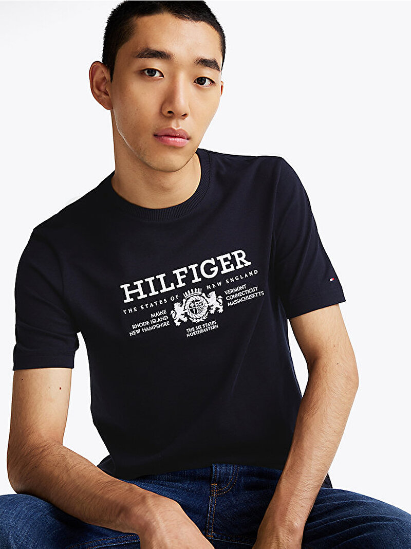 Erkek Hilfiger Crest T-Shirt Lacivert MW0MW36511DW5