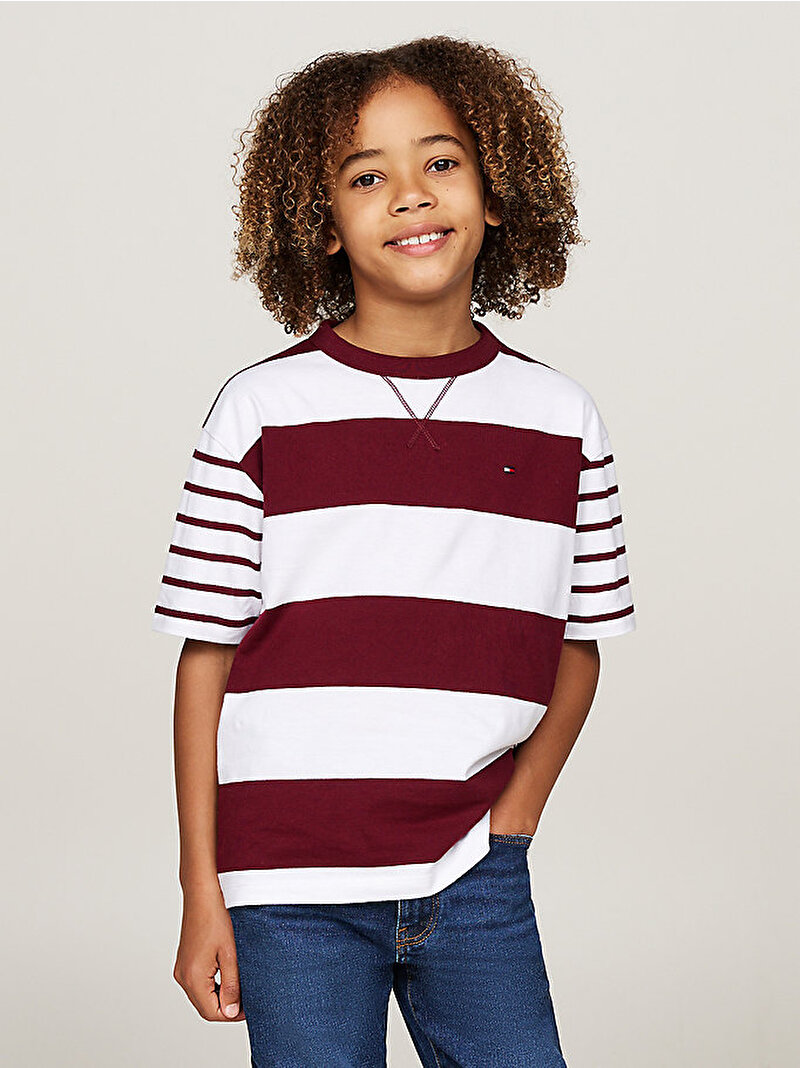 Erkek Çocuk Stripe Mix T-Shirt Kırmızı KB0KB09388VLP